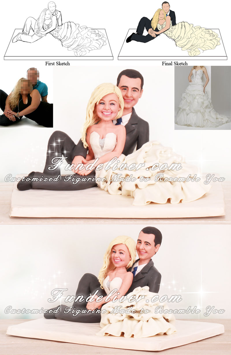 Lying Bride and Groom Wedding Cake Toppers